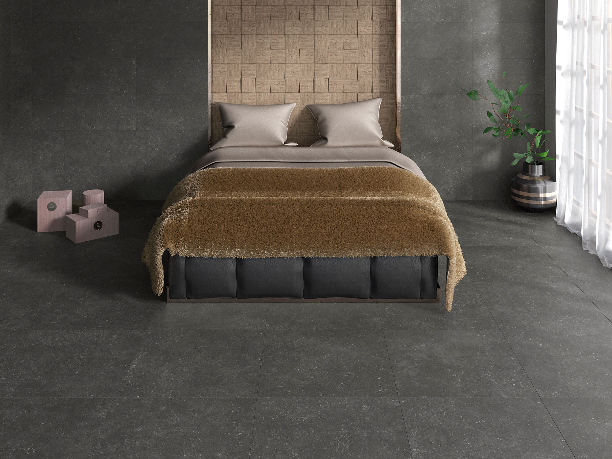 Grain Stone Black – 120 × 120 cm