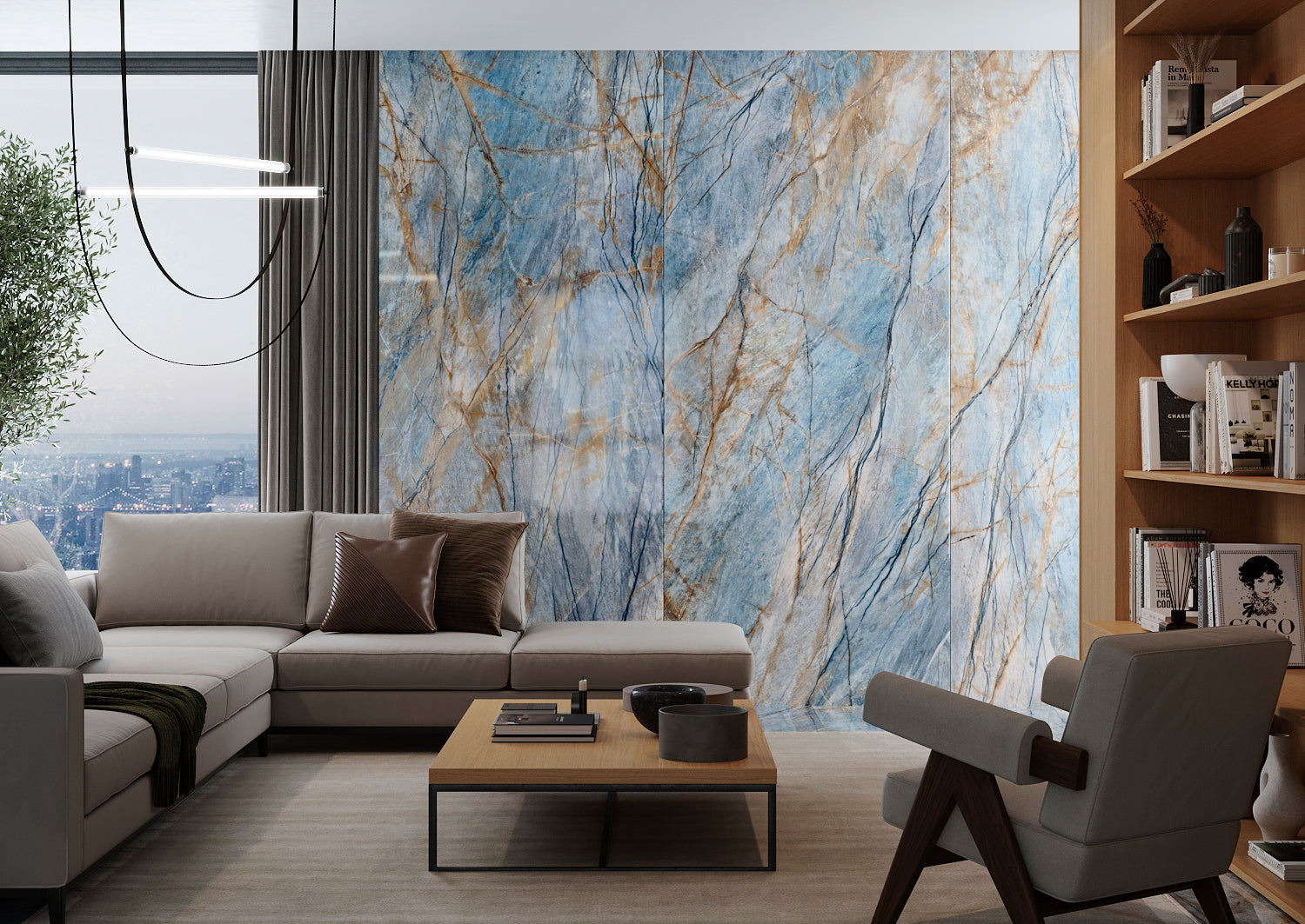 Essence Blue poliert – 120 × 280 cm – Raumansicht