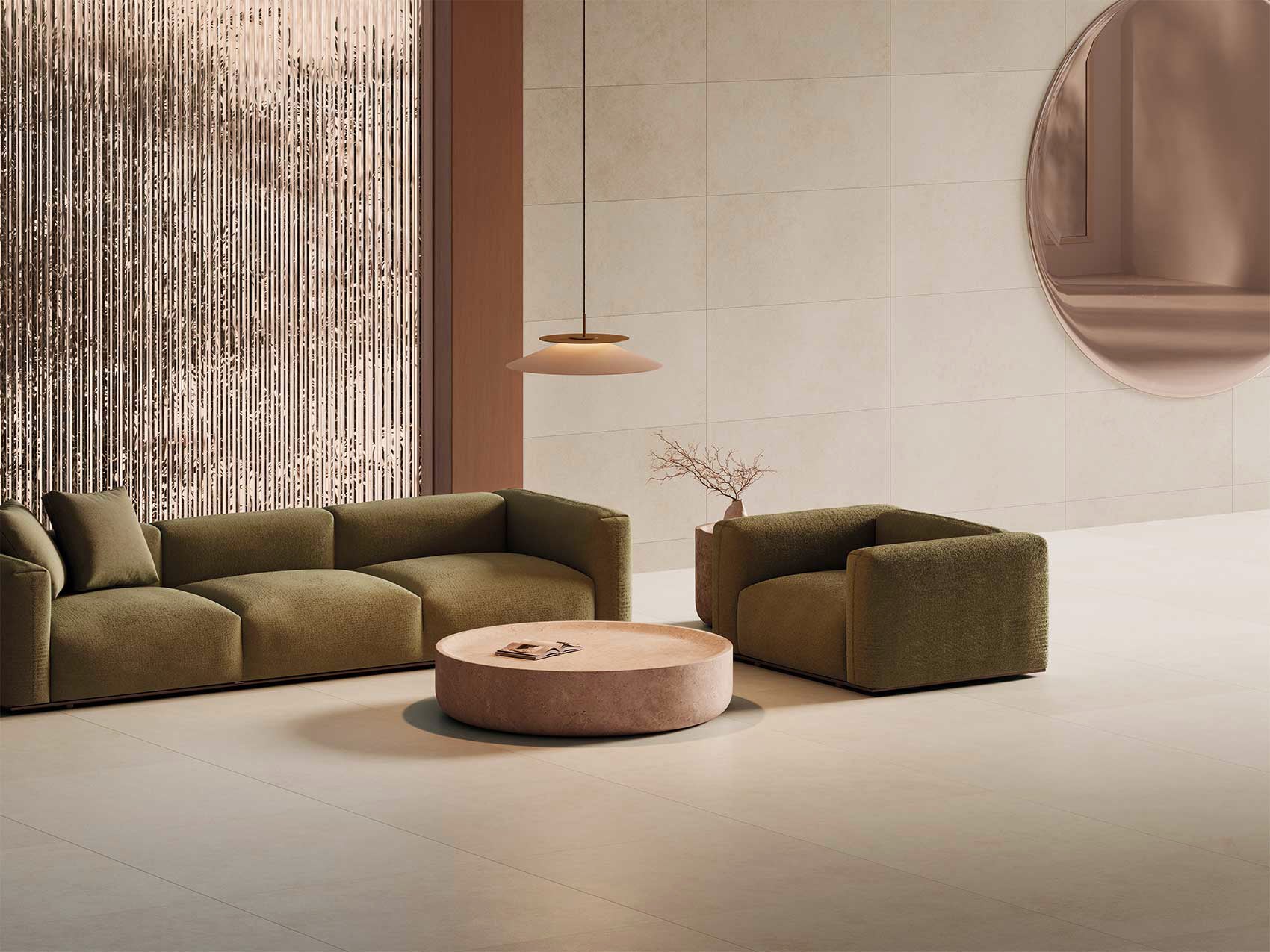 Grain Stone Silver – 100 × 100 cm – Raumansicht