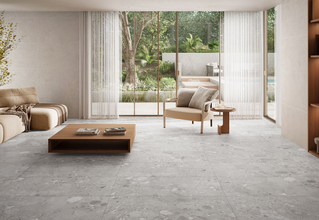 Ura Silk Grey – 60 × 120 cm – Raumansicht
