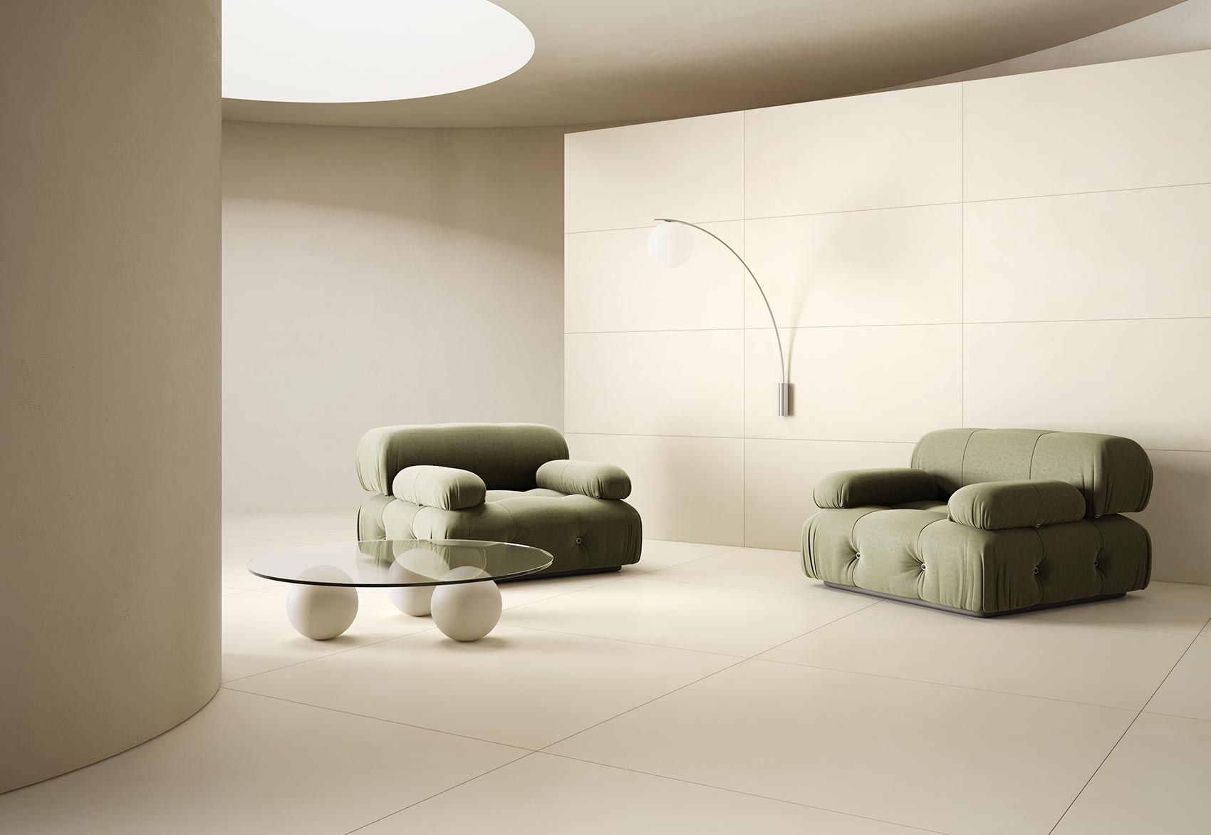Ziro Crema – 100 × 100 cm – Raumansicht