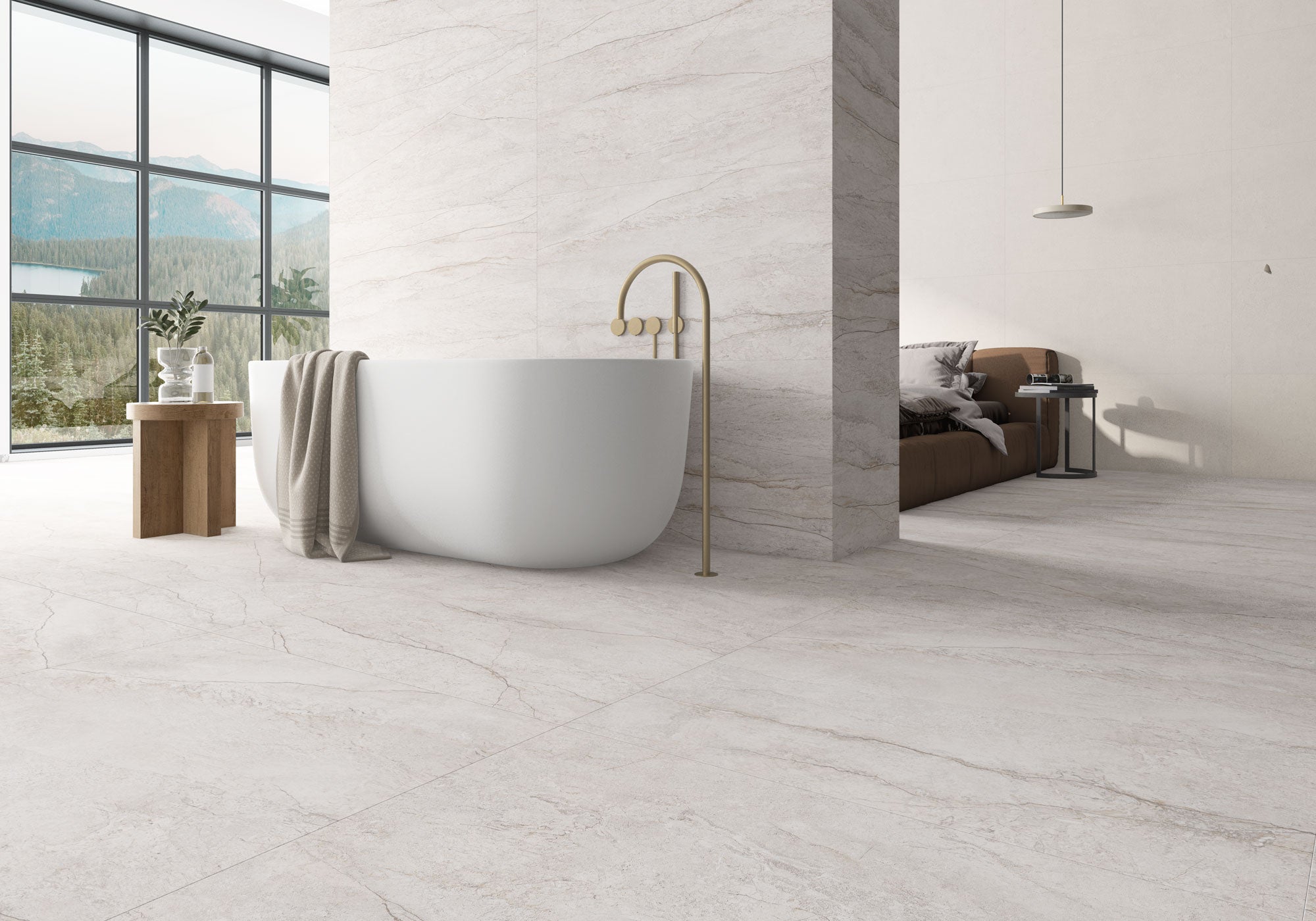 Breccia White – 100 × 100 cm – Raumansicht