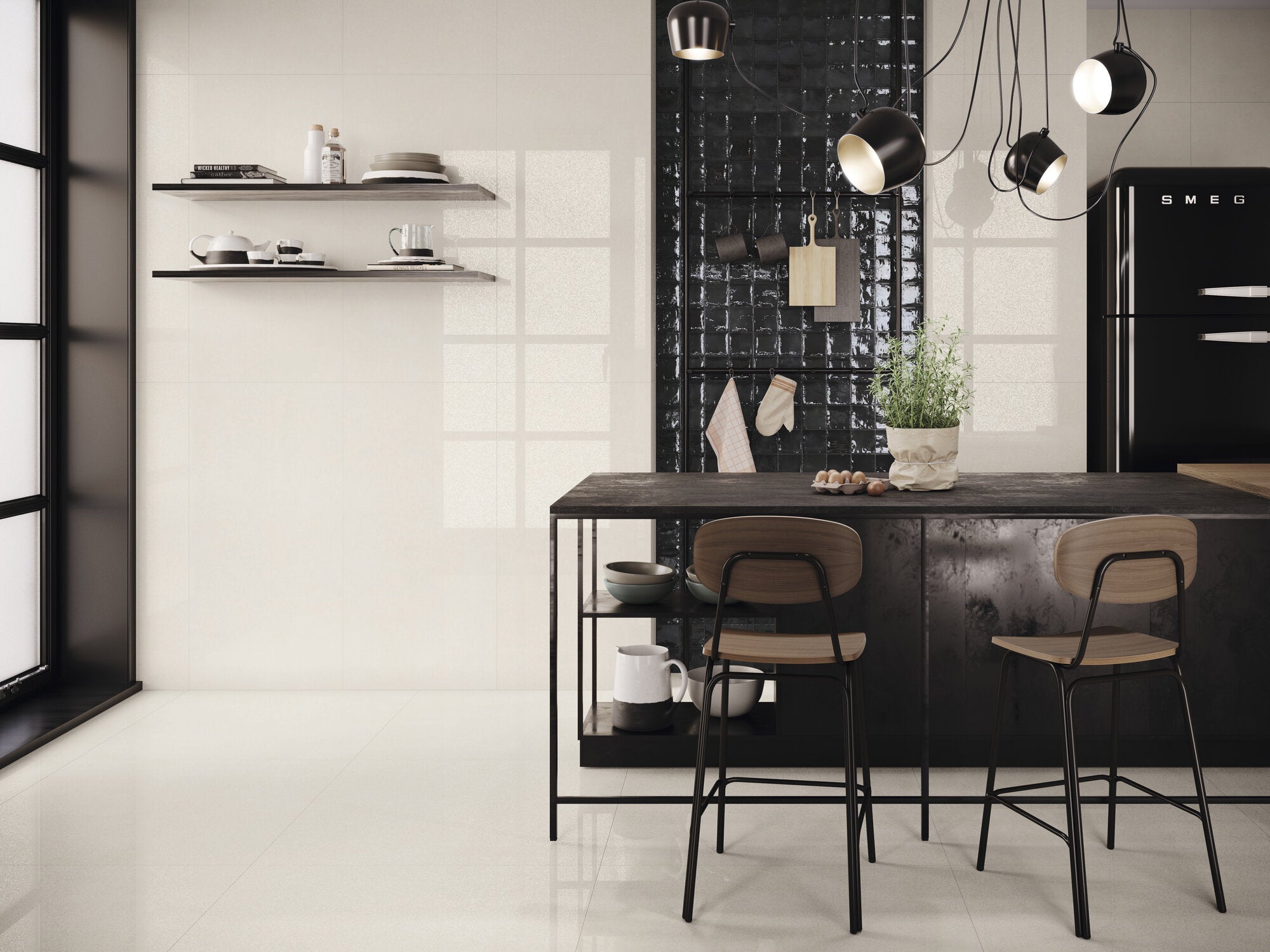Zuhause Weiss – 60 × 120 cm – Raumansicht