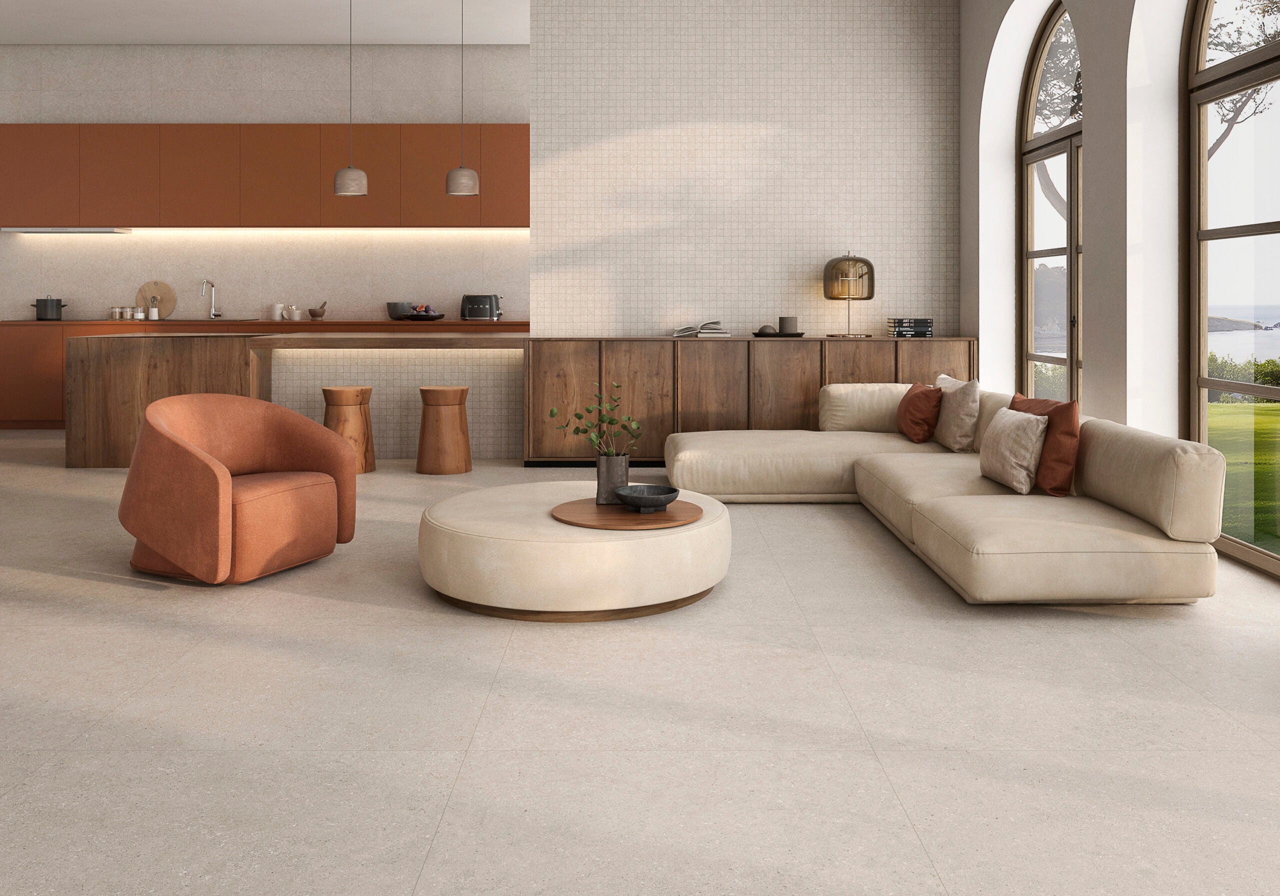 Giza Greige – 120 × 120 cm – Raumansicht