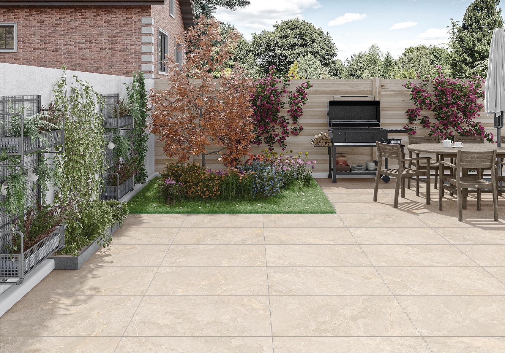 Mylos Beige – 90 × 90 cm – Raumansicht