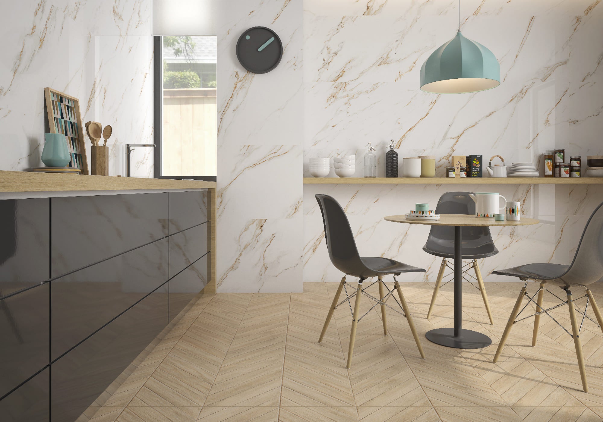 Rlv Chevron Terra – 60 × 120 cm – Raumansicht