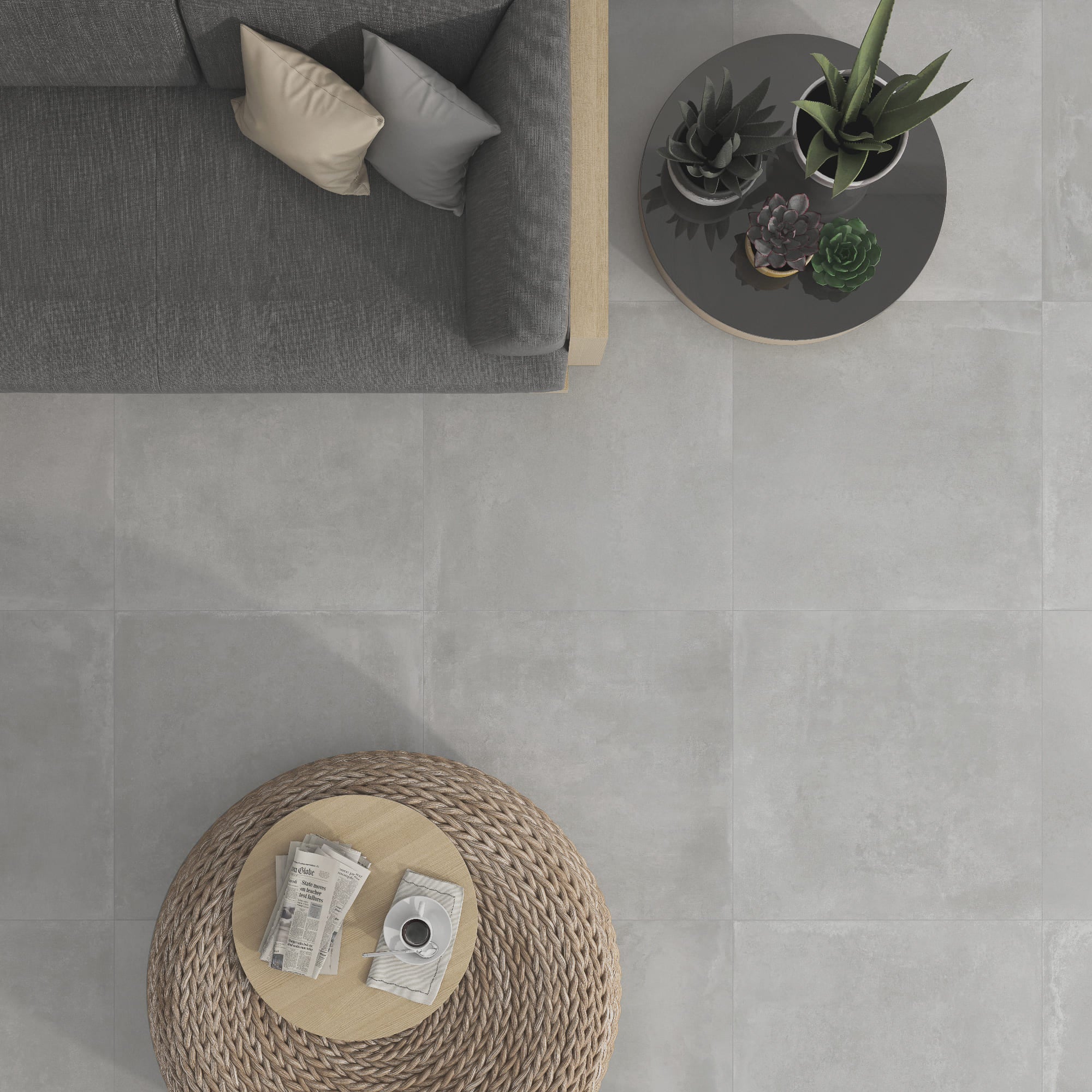 Cements Factory Beige – 60.8 × 60.8 cm – Raumansicht