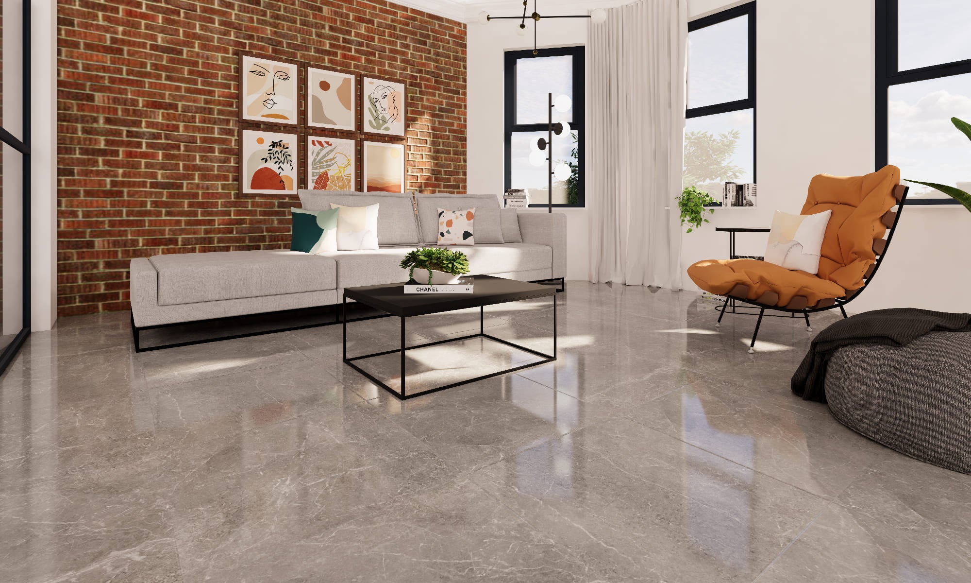 Kibal Gris – 60 × 60 cm – Raumansicht